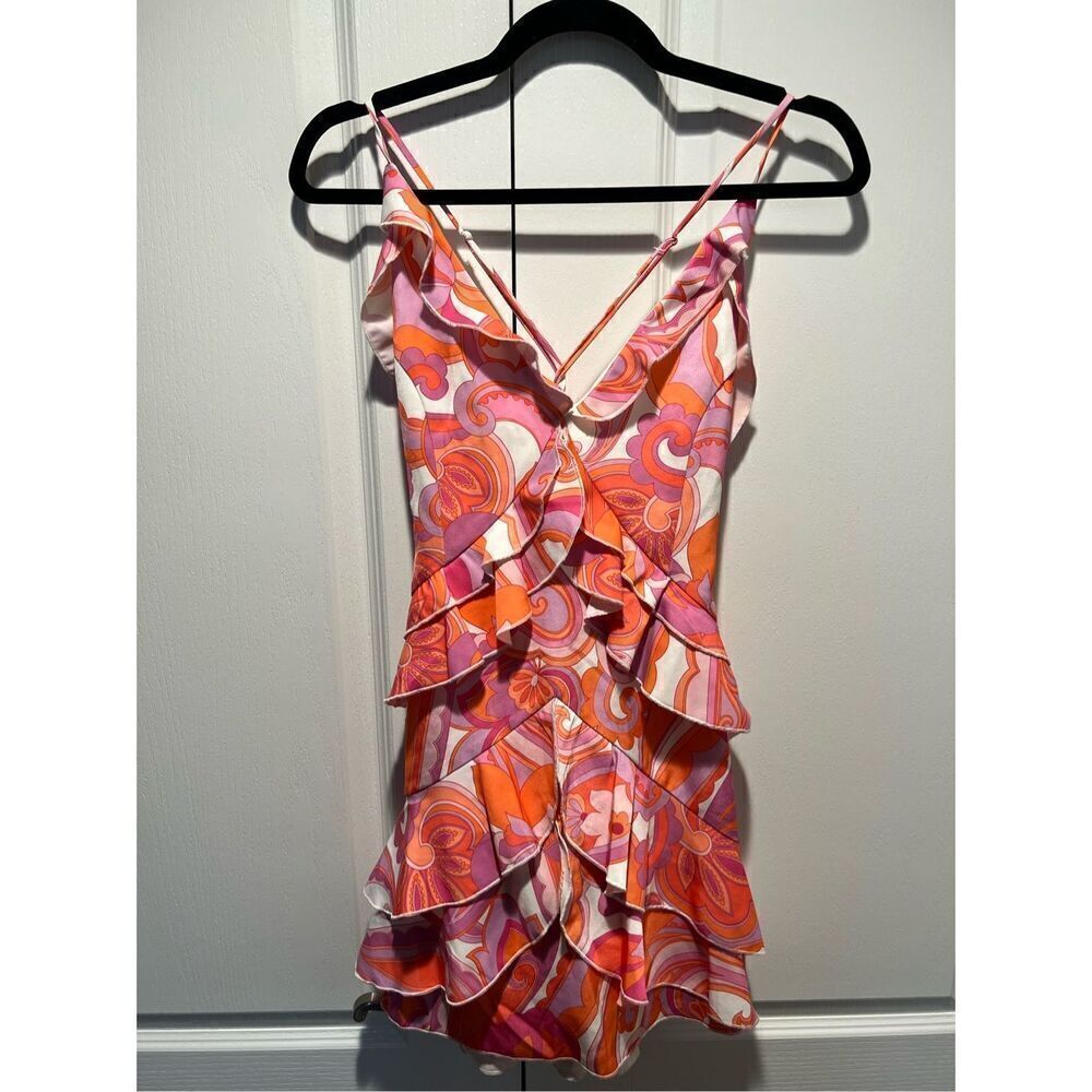 Line and dot Mara Ruffle Mini Dress Color:Pink Multi Size S NWT$124 - Picture 5 of 6